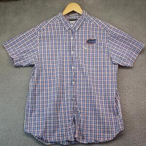 Florida Gators Fish Shirt Cotton Large Blue Plaid Columbia